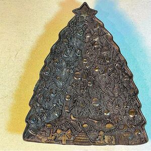 Vintage Silver Plated Christmas Tree Small Dish, Tray/ Candy/Nuts/Trinkets/Bulbs